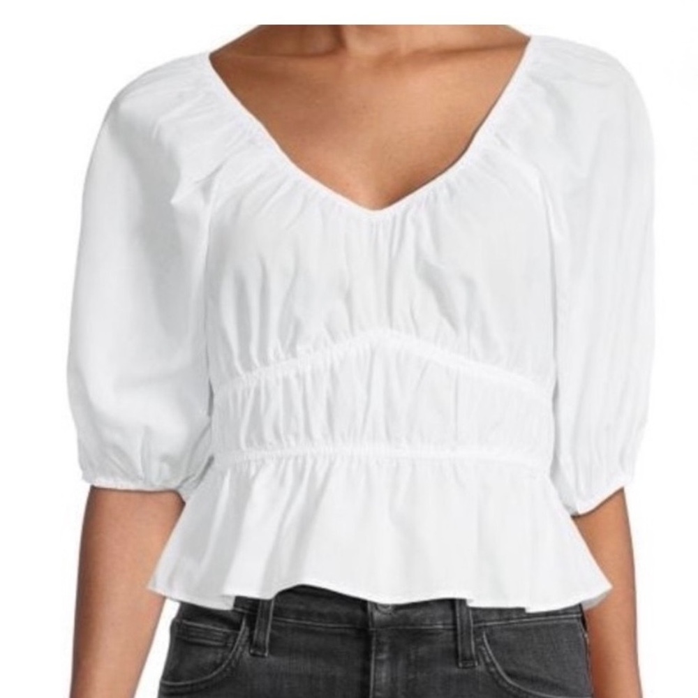 Women's Love Ady White Peplum Top Size Large